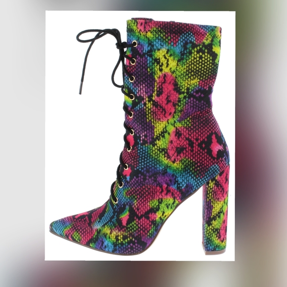 Multi-Colored Snake Print Booties - Picture 2 of 3